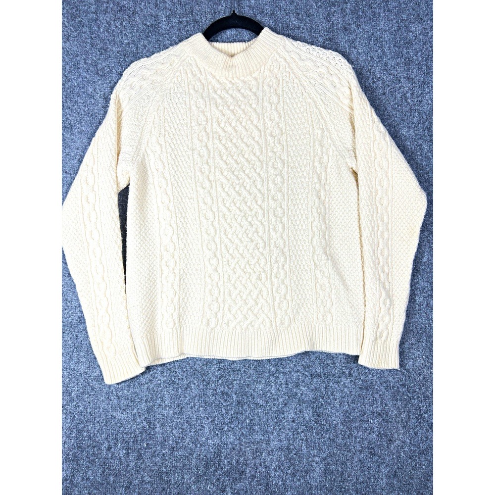 Emerson Fry Ivory Cable Knit Crewneck Pullover Wool Sweater Womens Size S